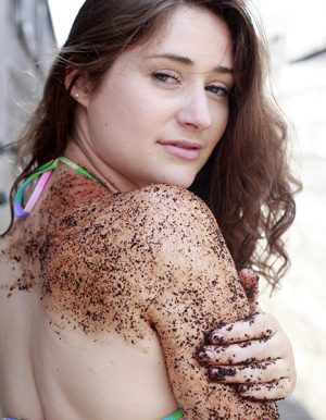 emily with scrub on arms and shoulder