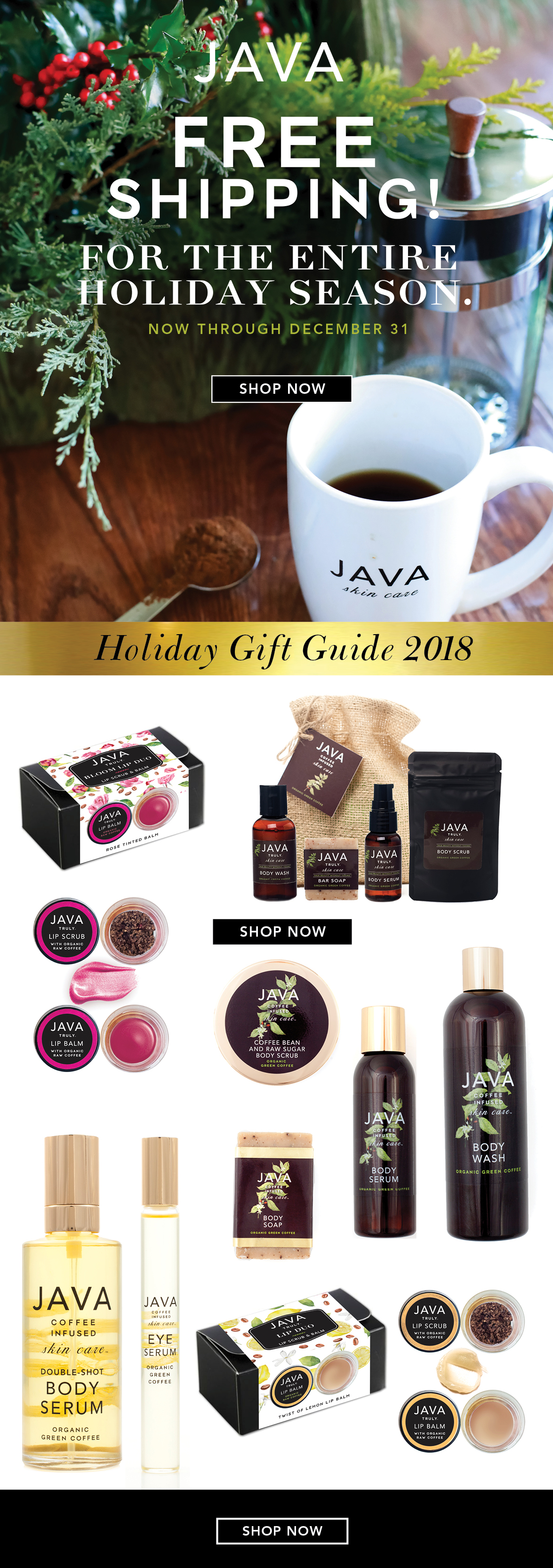 JAVA Skin Care Holiday Gift Guide