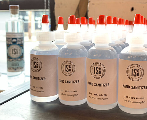 Providence-based Industrious Spirit Company is making and giving away for free hand sanitizer. (ISCO)