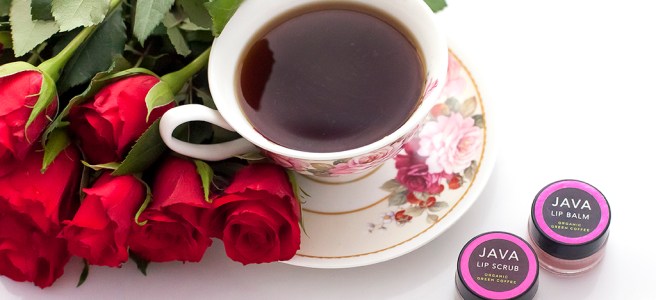 coffee, roses and lip products